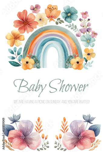 Baby shower posters set. Vector invitation with cute kids illustration. Baby arrival and shower collection with lettering.