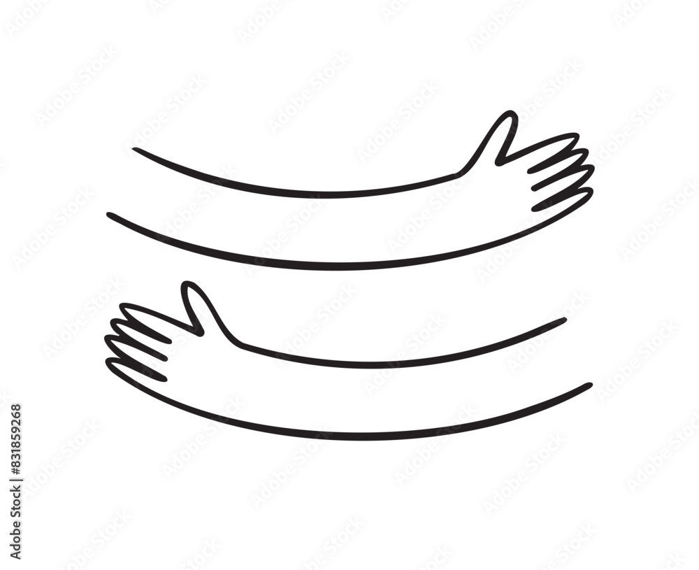 Hug hands doodle outline hand drawn logo icon sign Cute cartoon Hug hands doodle outline hand drawn logo icon sign Cute cartoon