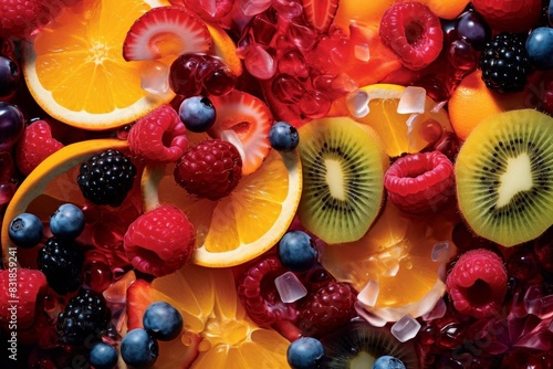Another detailed view of a colorful fruit salad, photo
