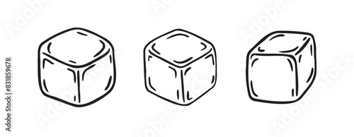 Ice cube doodle icon single isolated sign Icy cube symbol Hand drawn sketch