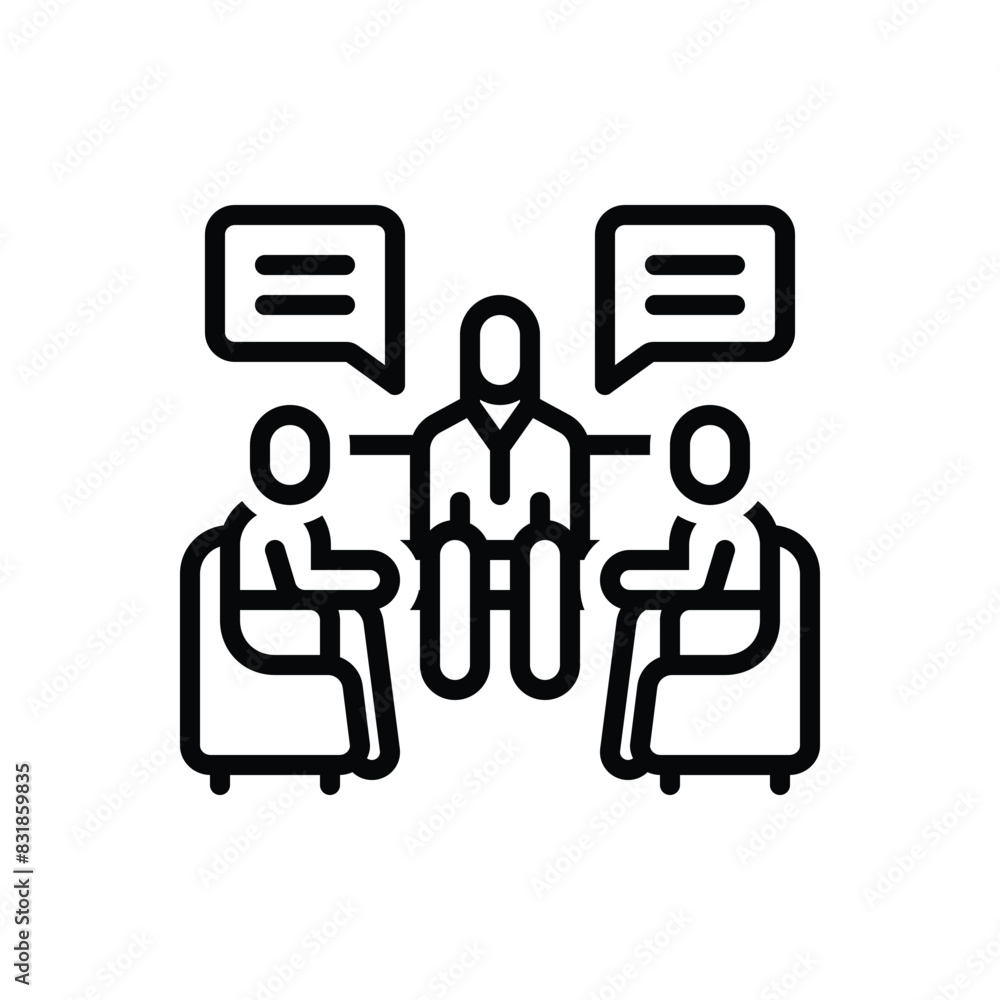 Black line icon for group talk 