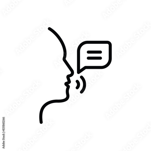Black line icon for speak 