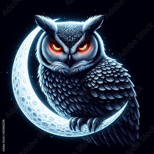 Lunar Owl An owl with feathers that shine like the moon, capable photo