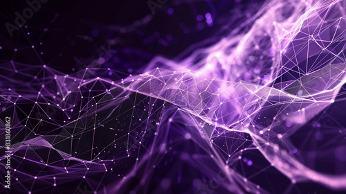 Stark digital mesh with dark purple wireframe and contrasting bright white strands, © Saifullah