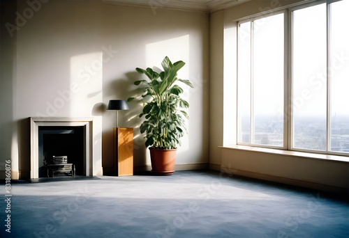 An empty loft livingroom penthouse NY Madrid London for Augmented reality mockup pattern frame
