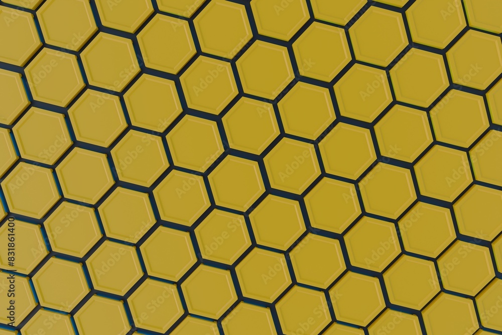 Yellow Hexagon Honeycomb Light . 3D Rendering Illustration Yellow Hexagon Honeycomb Light . 3D Rendering Illustration