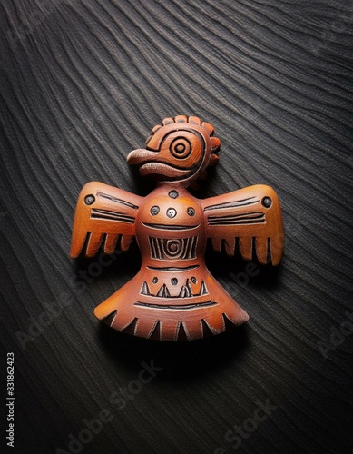 Figura de ave prehispánica de barro con fondo negro