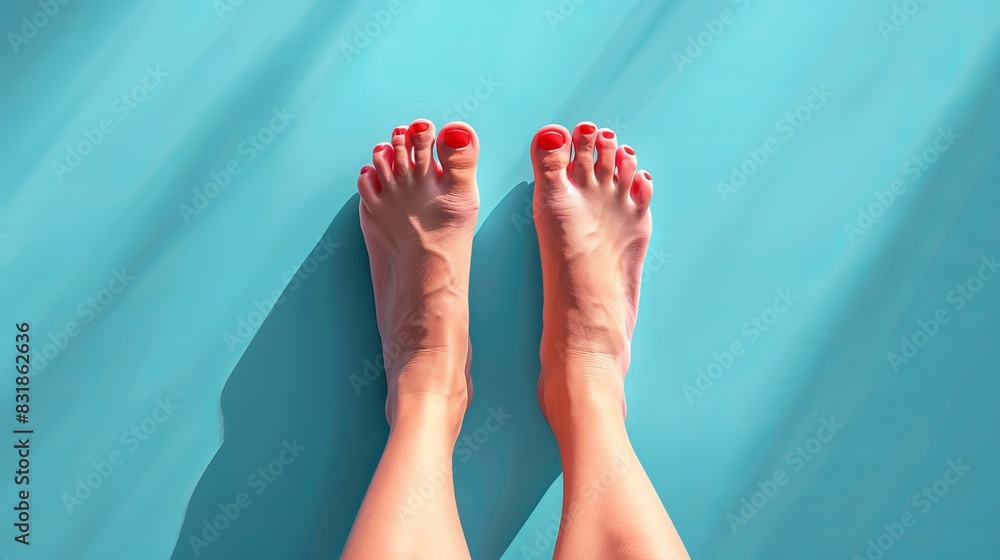 Edema (swelling) after cancer treatment. Illustration of swollen feet