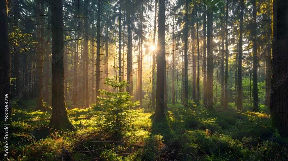 Obraz premium tree forest at morning