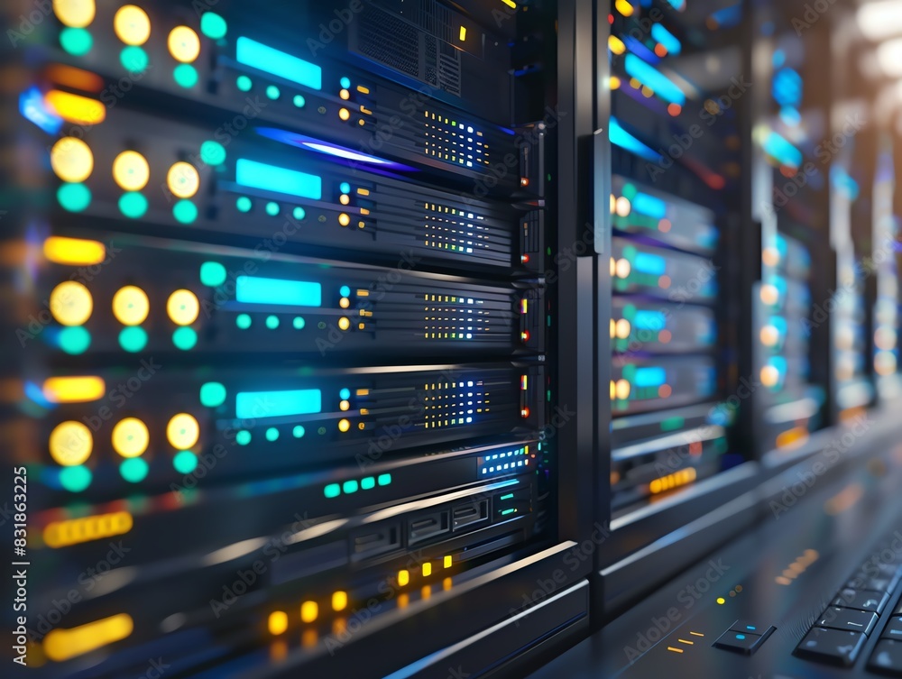 Laptop with a web hosting services homepage, high detail Laptop with a web hosting services homepage, high detail