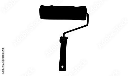 silhouette of paint roller vector illustration