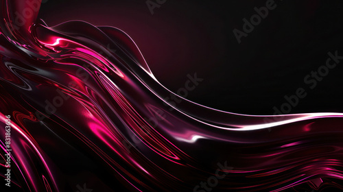 Abstract burgundy wave on dark background as illustration	