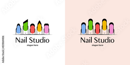 Colorful nail studio logotype