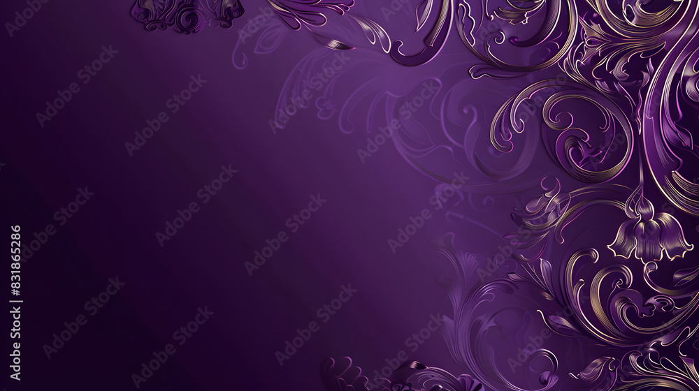 A purple background with gold and silver swirls A purple background with gold and silver swirls