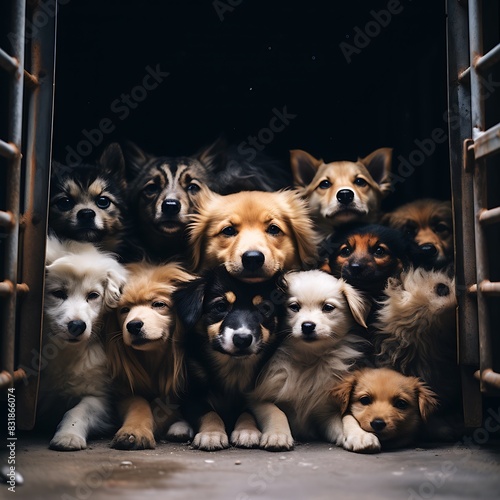 a photo of animals in welfare shelter home, dogs, kittens, puppies