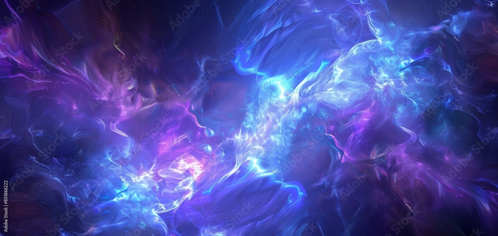 Abstract Plasma Fields swirling in a digital masterpiece, shining with electric blues and purples