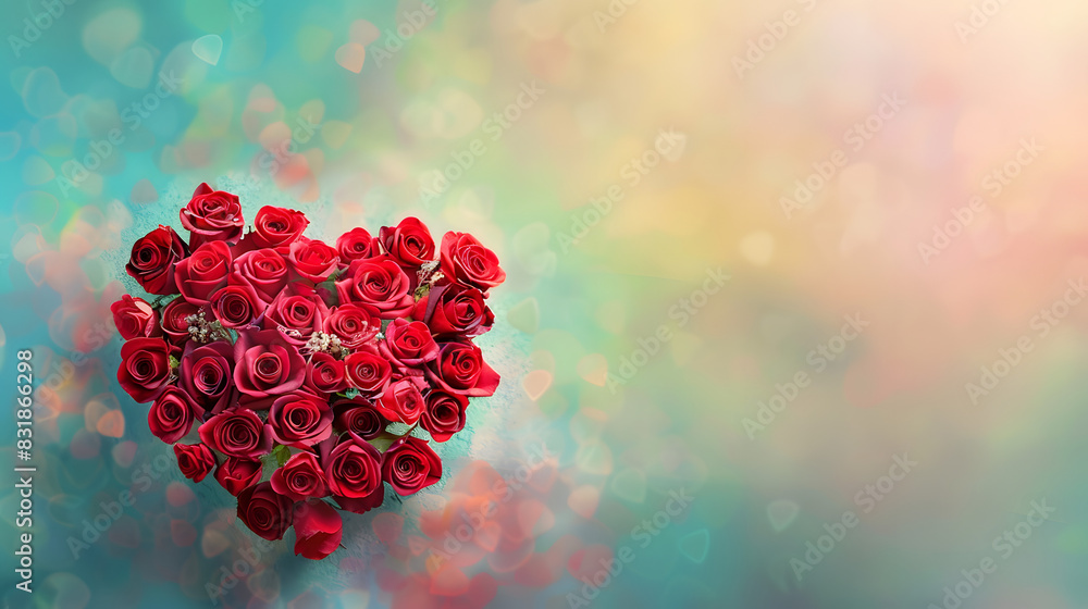 A bouquet of red roses is arranged in the shape of a heart A bouquet of red roses is arranged in the shape of a heart