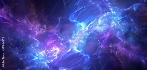 Abstract Plasma Fields swirling in a digital masterpiece  shining with electric blues and purples