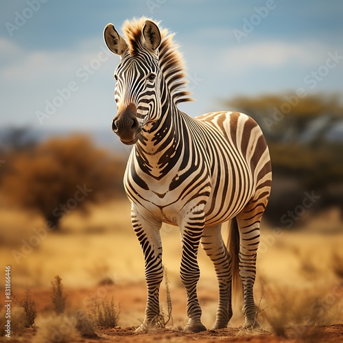 The quagga is an extinct subspecies of the plains zebra, in their habitat photo