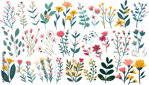 Watercolor floral and wildflowers use by fabric, fashion, wedding invitation, template, poster, romance, greeting, spring, bouquet, pattern, decoration and textile.