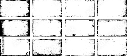 Set of frame different distressed black texture. Distress overlay vector textures. Set of dotted abstract frame. Distressed overlay texture.	 photo