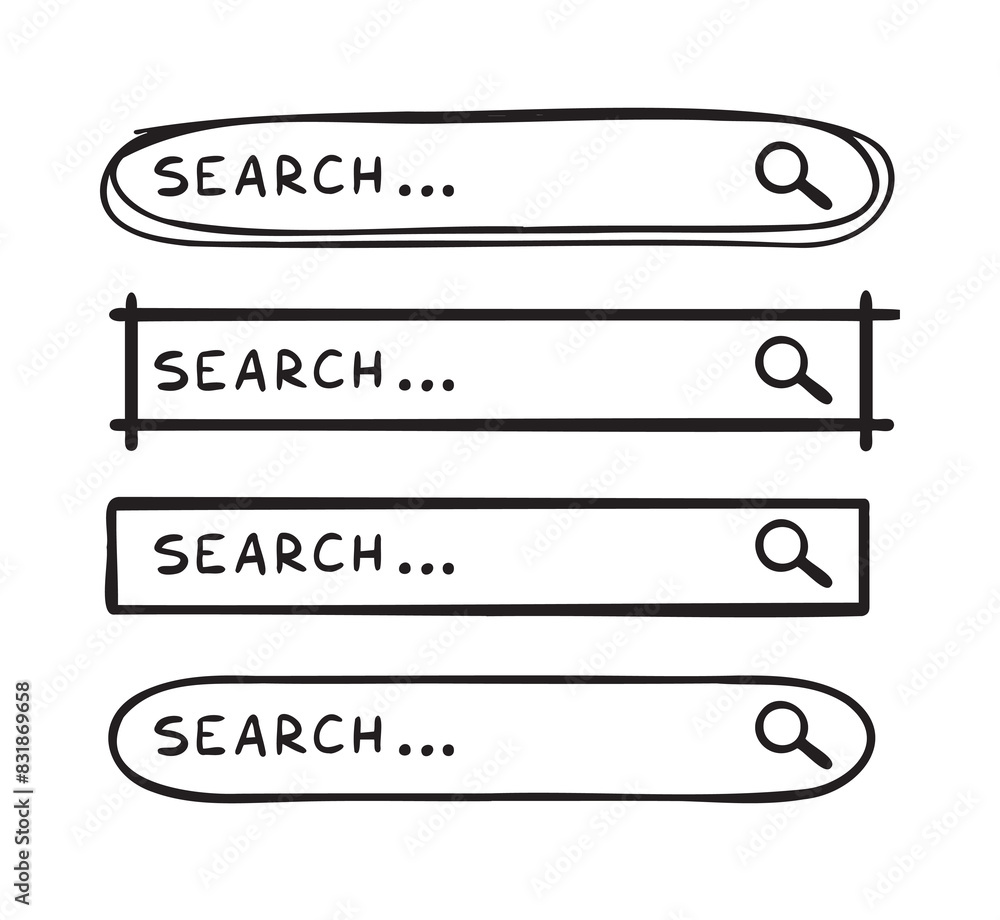 Doodle search bar hand drawn icon. Searching bars Doodle search bar hand drawn icon. Searching bars