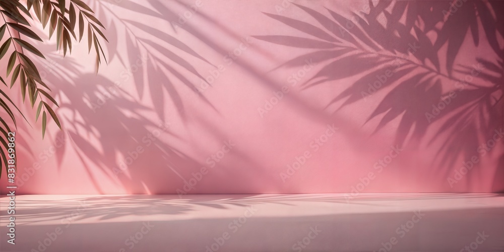 Soft Pink Wall Leaf Shadows: A pastel pink wall and floor with faint leaf shadows, creating a soft and feminine setting for product displays.
Soft Pink Wall Leaf Shadows: A pastel pink wall and floor with faint leaf shadows, creating a soft and feminine setting for product displays.