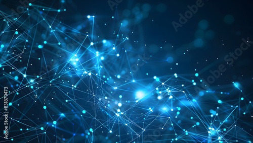 Wallpaper Mural Abstract blue wave background with glowing dots and lines, dark blue background, AI generative text "AI technology digital abstract wallpaper Torontodigital.ca