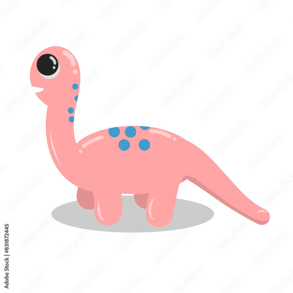 Cute dinosaur vector in pink pastel color, diplodocus graphic illustration
