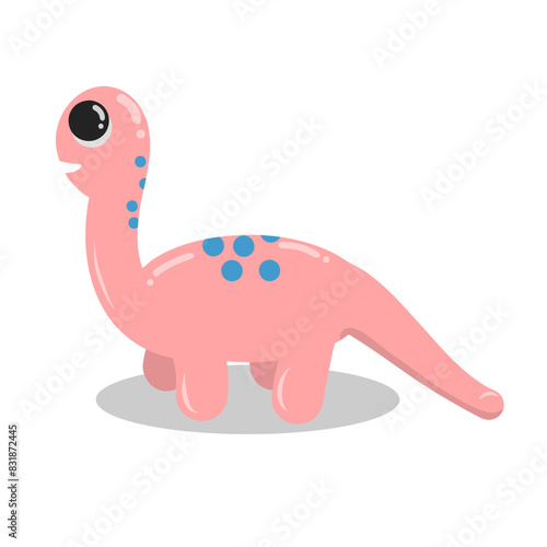 Cute dinosaur vector in pink pastel color  diplodocus graphic illustration