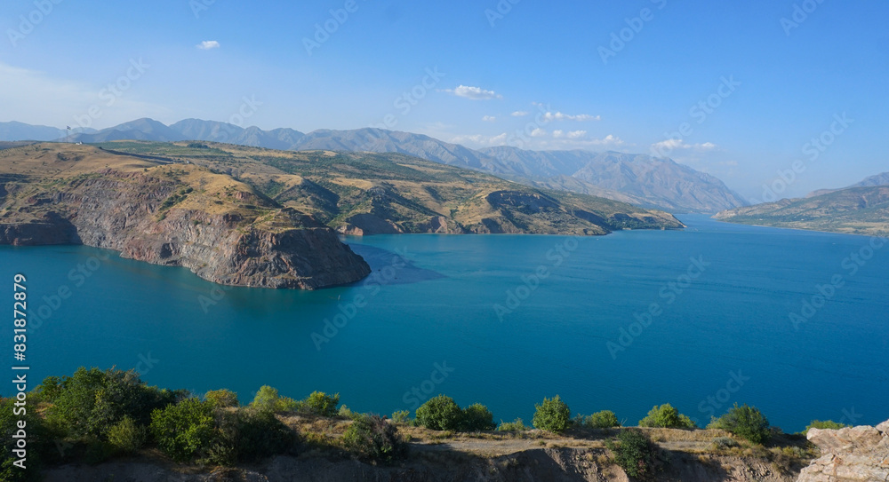 A large reservoir between the mountains A large reservoir between the mountains