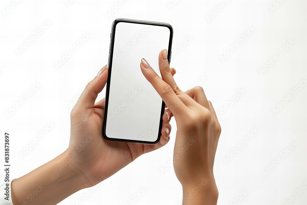 Person holding phone with white screen Person holding phone with white screen