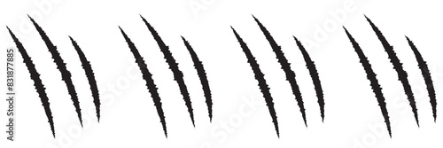animal Claw scratches mark set. Cat tiger scratches paw shape. isolated on White background