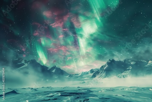 Wallpaper Mural The ethereal dance of the aurora borealis, with whispers of green and violet traveling through an arctic sky Torontodigital.ca