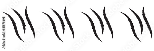 animal Claw scratches mark set. Cat tiger scratches paw shape. isolated on White background