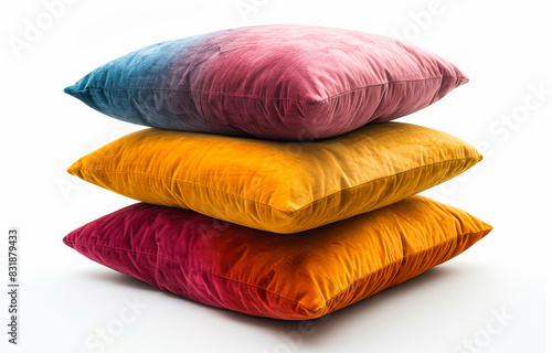 Colorful pillows on white background