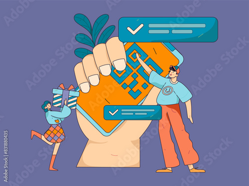 Invite friends to conduct questionnaire flat vector concept operation hand drawn illustration
