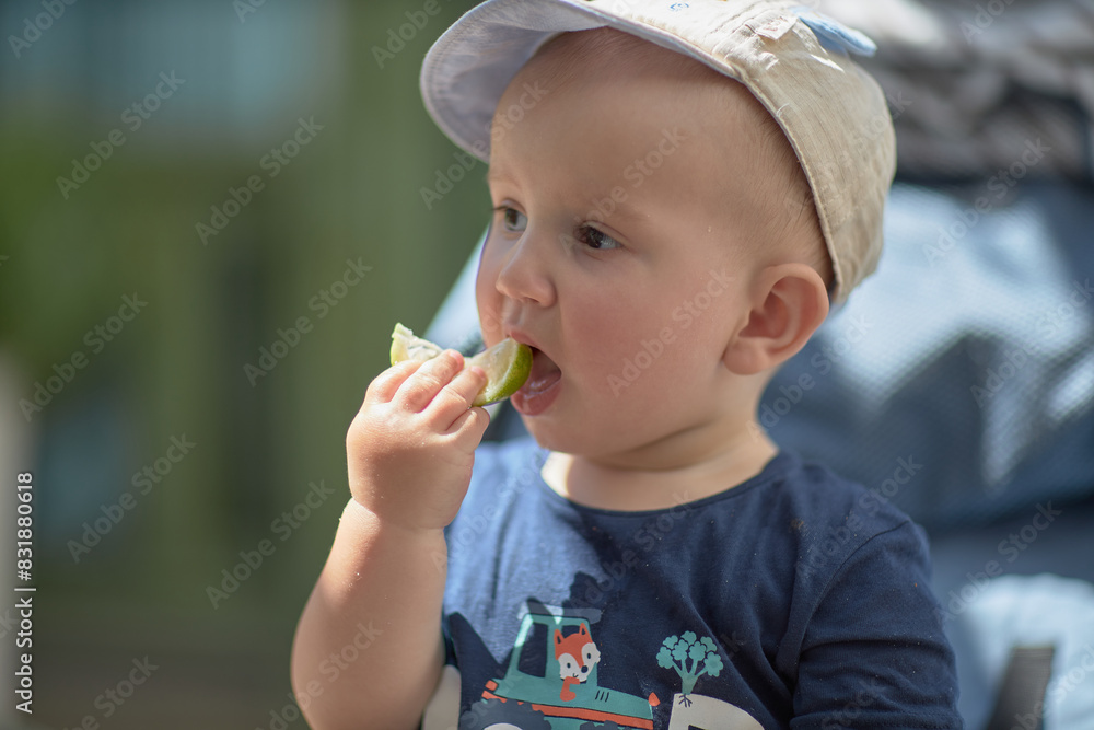 A baby is a happy baby in the first months of life, crawling around the house, smiling. A baby is a happy baby in the first months of life, crawling around the house, smiling.