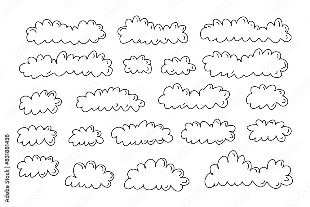 Doodle line cloud hand drawn in the sky