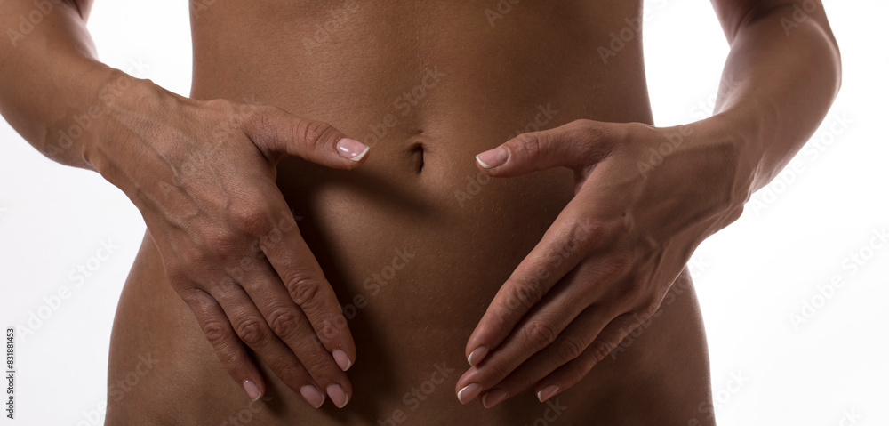 woman hands heart shape on belly woman hands heart shape on belly