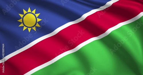 flag of Namibia. Namibian flag background. 4k 60FPS photo