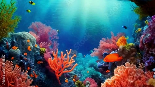 Wallpaper Mural Sea background with tropical fish and coral reefs Torontodigital.ca