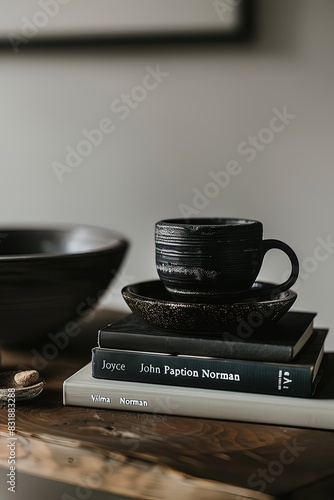 AI tazza da caffè sopra pila di libri 03 photo