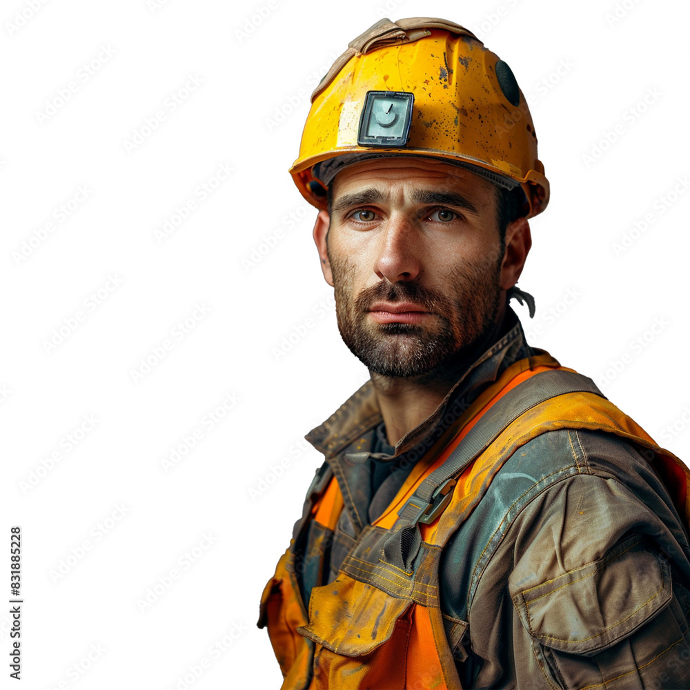 Construction Worker Portrait Isolated on Transparent background Construction Worker Portrait Isolated on Transparent background