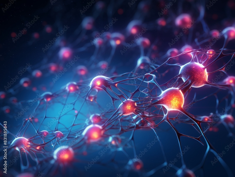 A vibrant, ethereal network of glowing, interconnected neural pathways, depicted in a futuristic CG 3D style, representing the modern digital connections between minds and ideas