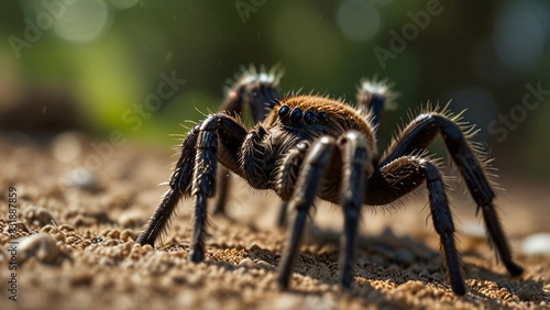 closeup poisonous tarantula in nature