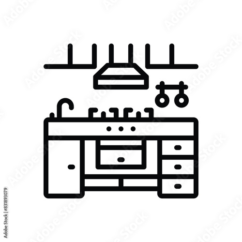 Black line icon for kitchen 