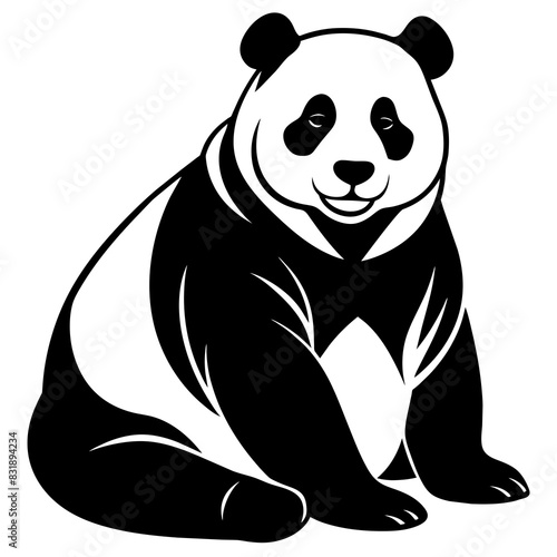 silhouette-of-a-seated-panda 