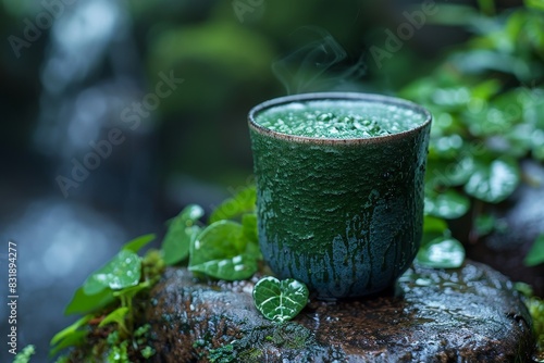 Spirulina Smoothie - Deep green with a sprinkle of spirulina powder. 