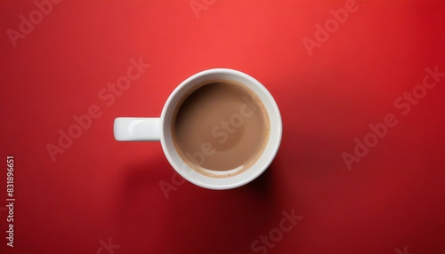 red coffee cup in red background